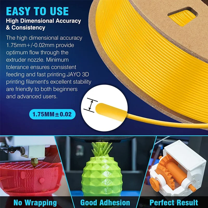 JAYO 3D Filament PLA Matte/ABS/SILK 1.75mm Minor flaws 5Rolls 3D Printing Good Liquidity For FDM 3D Printer Materials DIY Gift