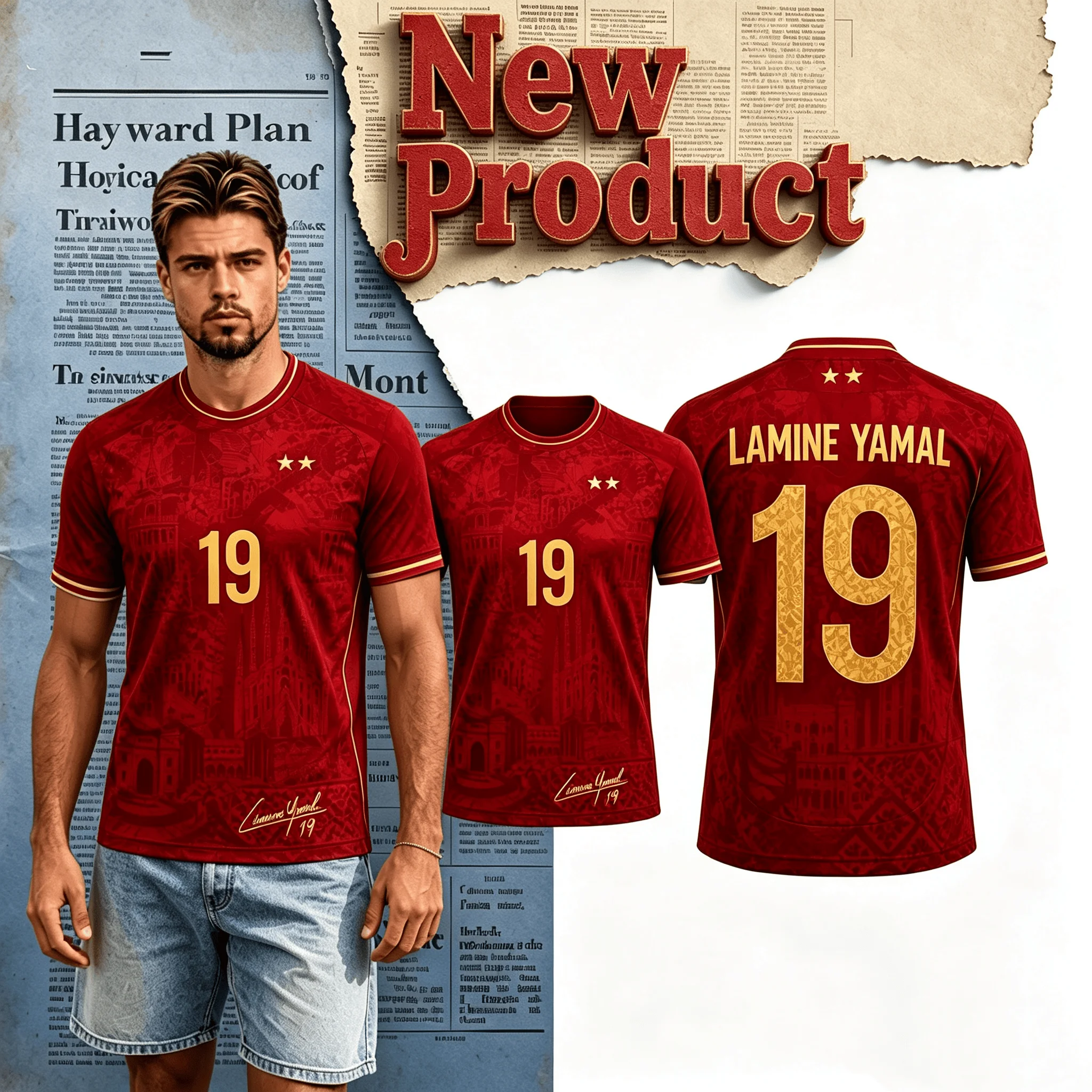 2026 New Spain Yamal 19 Soccer Uniform Two Star Edition Football Shirt Men Women Kids Jersey Home Kit Family Kids Tees Fashion