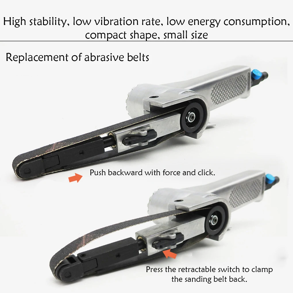 Air Belt Sander Portable Nonslip Handle Ergonomic Replacement Polishing Woodworking Welding Car Repairing Grinder with