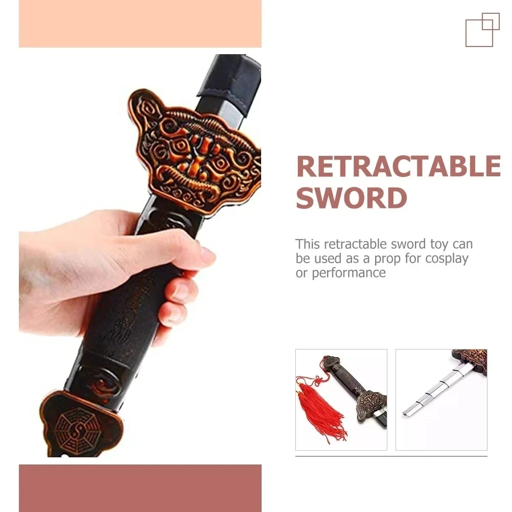 Chinese Taiji Sword Retractable Sword Outdoor Sports Toys Chinese Kung Fu Classic Tassel Sword Performance Carving Props Decorat