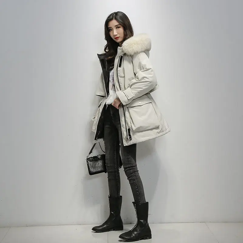 Women Winter Cotton Down Jacket Thick Warm Parkas Female Outerwear Women Puffer Jackets Coats Withe The Big Fur Hood