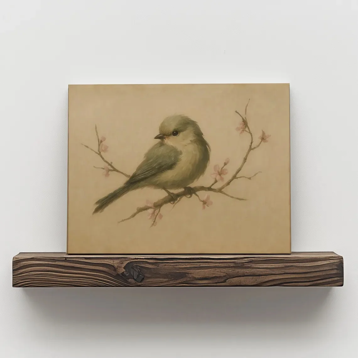 

1pc Vintage Floral Bird Wall Art Print, Frameless Soft Beige Bird Wall Art Poster for Baby Rooms and Bedroom Decortions Gifts