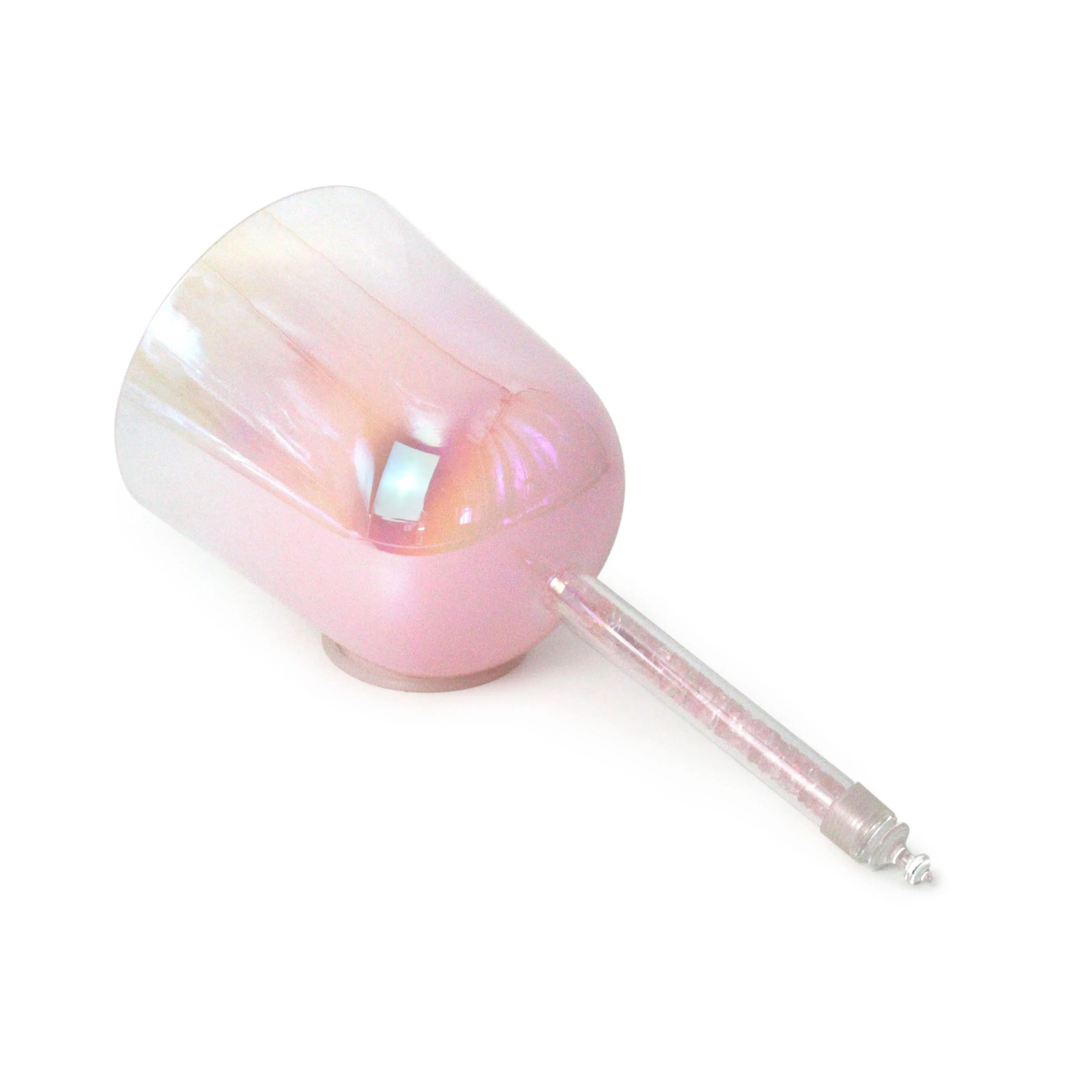 Pink Clear Crystal Singing Bowl Handheld Yoga Meditation Singing Bowl Double Head Sound Healing Chakra Crystals Wholesale