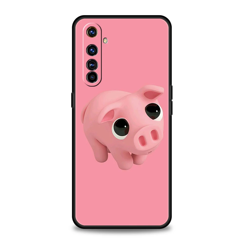 Cute Pink Pig Cartoon Soft Silicone For Realme 8i 9i 9 Pro Plus GT2 Pro C3 6 7 8 Pro C21 C11 C25 Pro 5G Shockproof Phone Cover