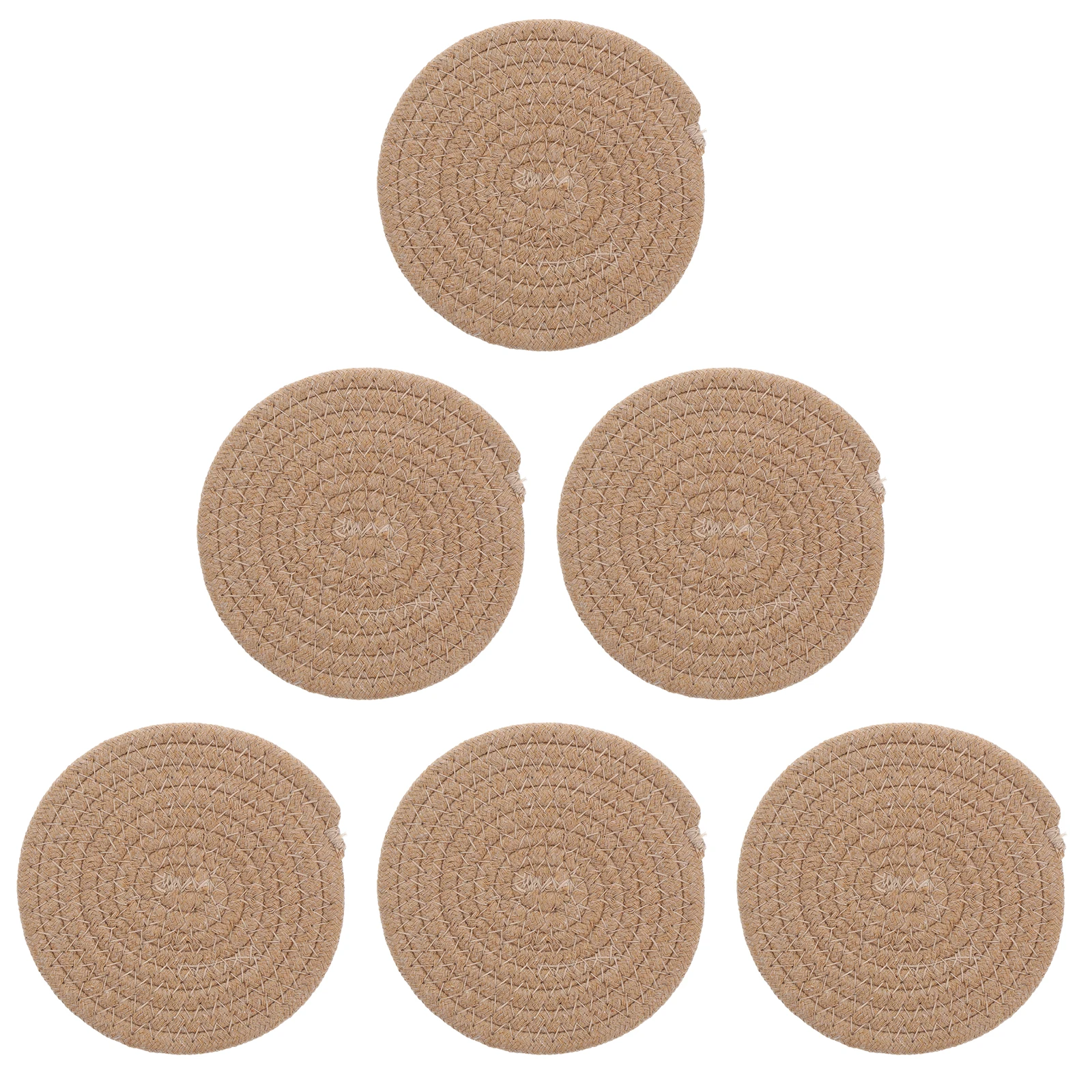 

6 Pcs H Woven Cotton Rope Placemats Anti Scald Coasters Heat Resistant Washable Round Table Mats Dining Room Casserole Pad