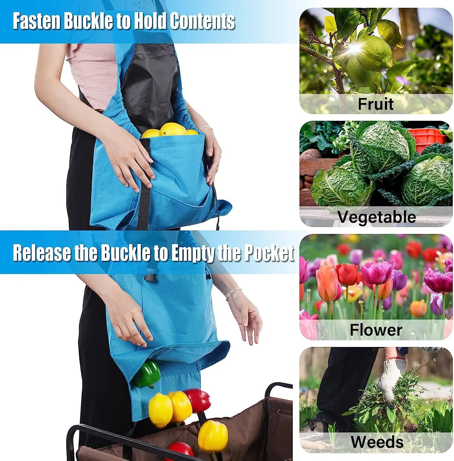 Harvesting Apron Backpack Tool Apron Quick Release Fruit Picking Outdoor Picking Big Pocket Apron Gardening Quick Release Bag