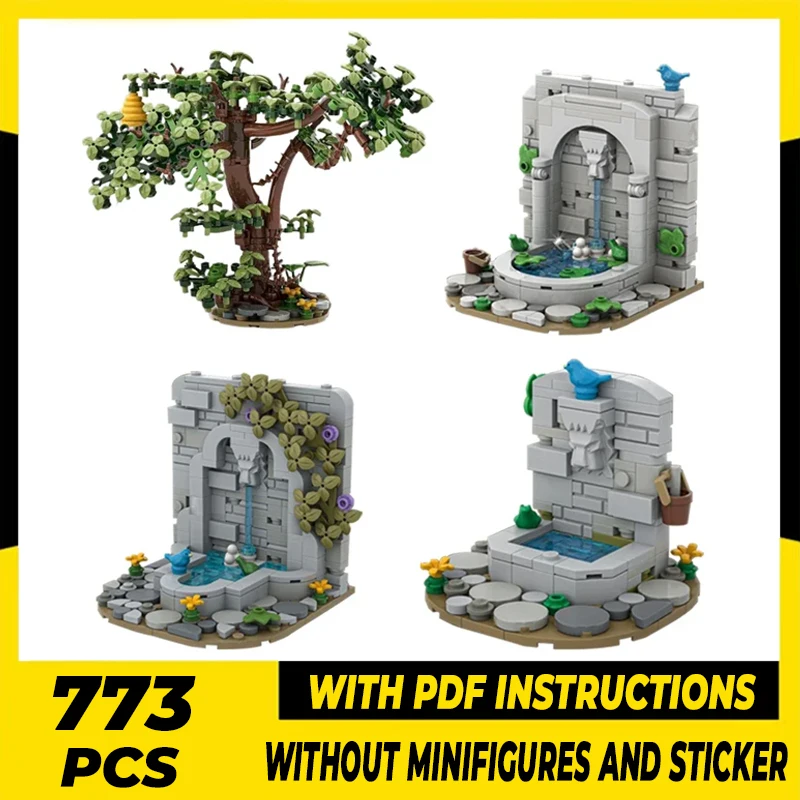 Medieval Castle Model Moc Building Bricks Caste Wall Fountain Technology Modular Blocks Gifts Christmas Toys DIY Sets Assembly