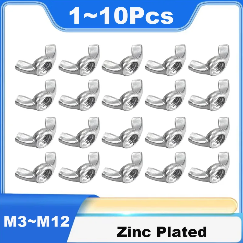 Butterfly Wing Nuts Zinc Plated Hand Tighten Nut Zinc Plated Wing Nuts Tool-Free Fasteners Parts for DIY Industrial Projects