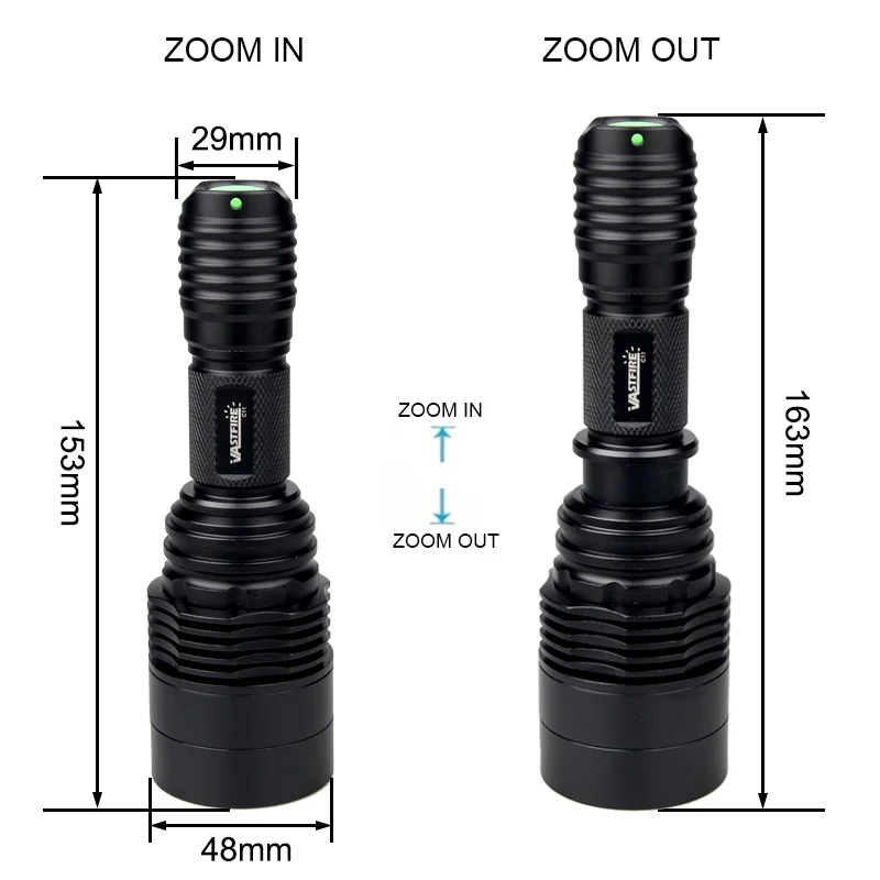 プロフェッショナルハンティング懐中電灯c11,400ヤード,赤,緑,戦術的な1モード,48mmレンズ,USB充電式ランタン