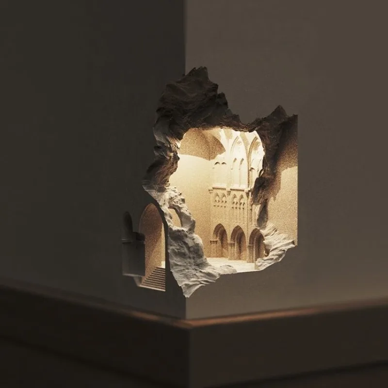 Eck-Gips-Wandleuchte eingebettet, Ecksensorlampe für den Flur eingebettet