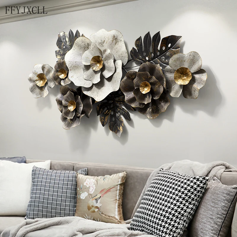 

American Pastoral Flower Wall Decoration Wall Hanging Living Room Creative Wrought Iron Bedroom Sofa Background Home Decoration