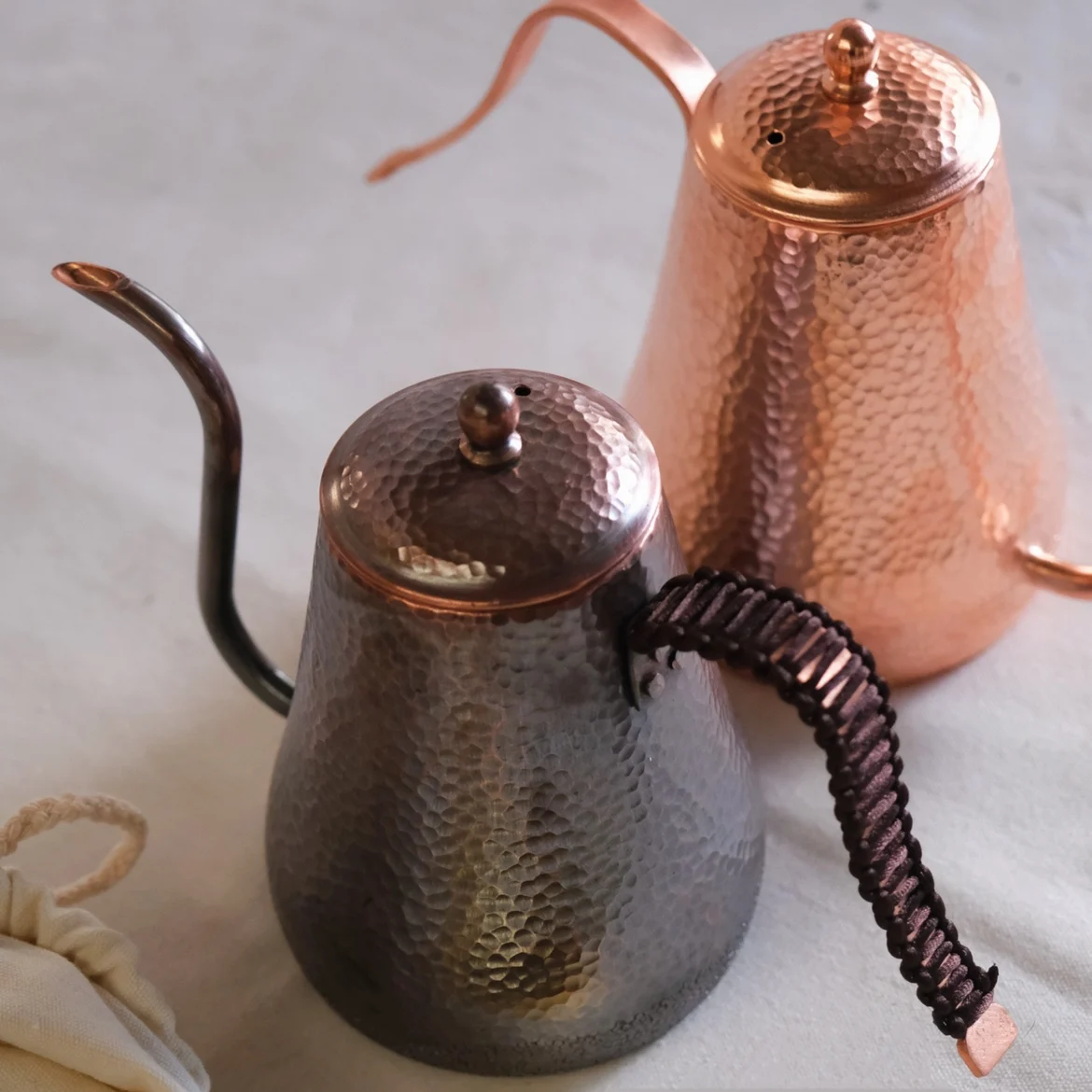 Handmade pure copper coffee pot, copper fine mouth hand brewing pot, retro and cute outdoor camping kettle and teapot