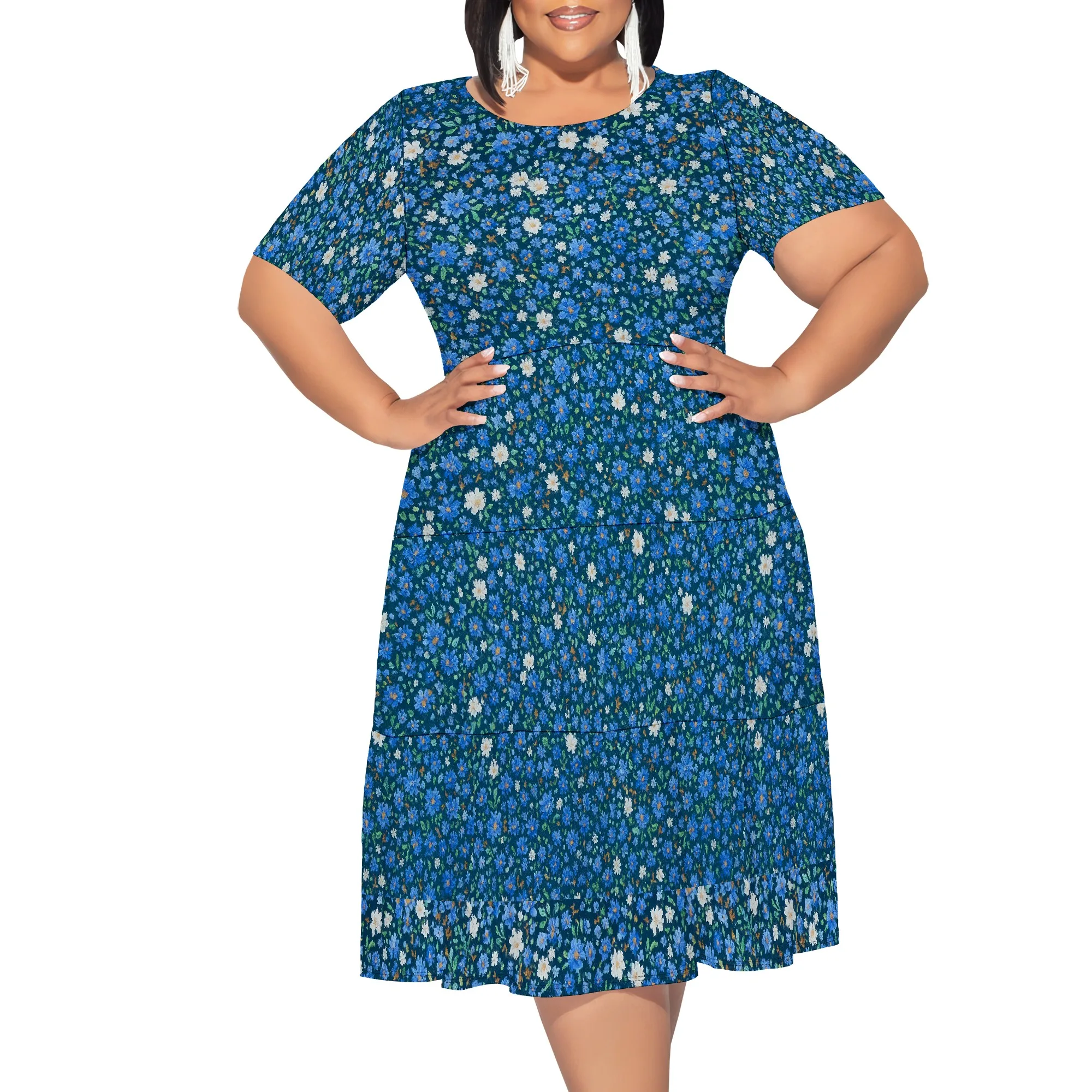 Abito maglietta da donna 2025 Abito longuette estivo casual taglie forti Boho Abiti lunghi larghi e fluidi con stampa floreale