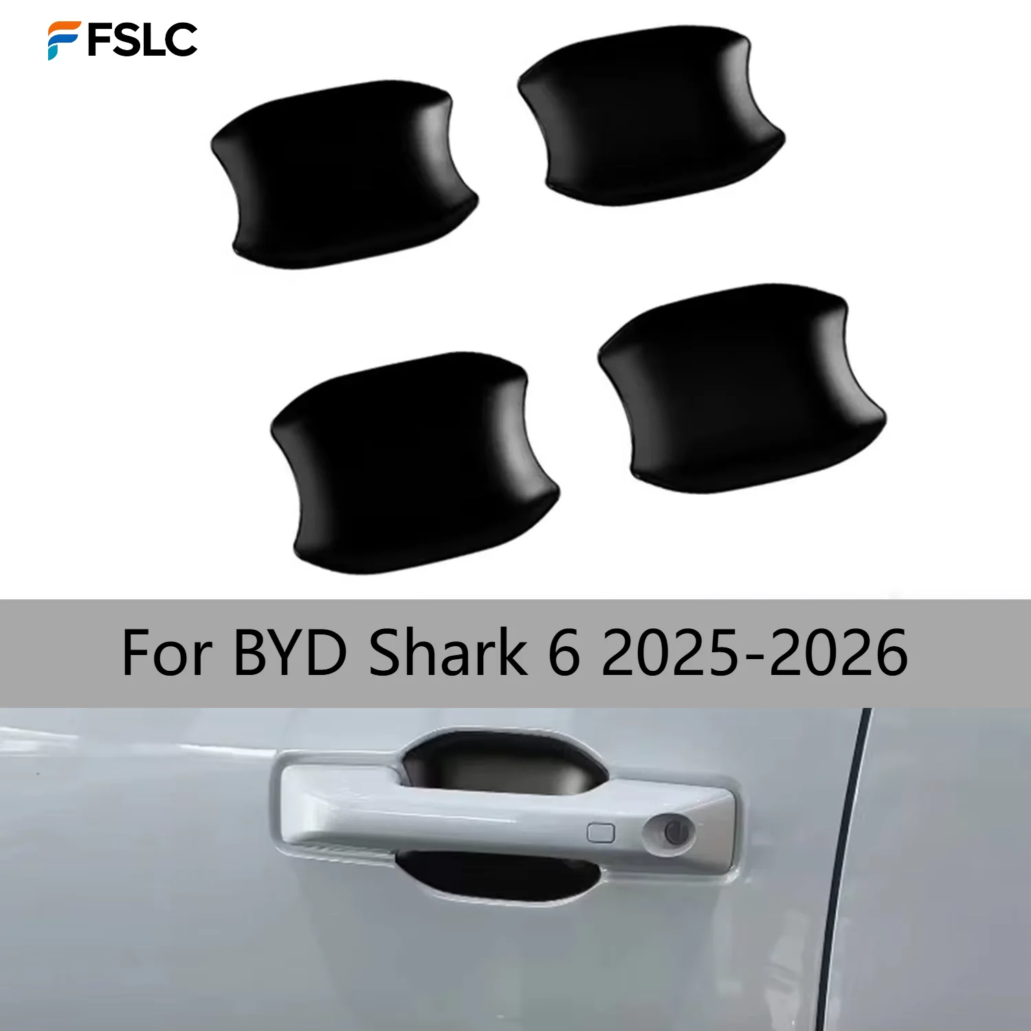 

For BYD Shark 6 2025-2026, 4Pcs ABS Exterior Side Door Handle Bowl Decorative Trim Sticker Car Styling Accessories