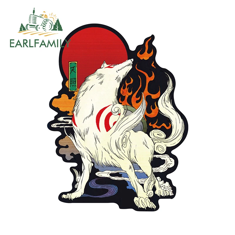EARLFAMILY for Fox Red Moon Car Stickers Creative Sunscreen Decals Simple Car Door Protector Bumper Windshield Decoration - Image 3