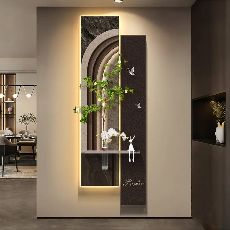 Modern High-end Entrance Decoration Paintings Home Hanging Paintings Landscape Creation Hydroponics Corridor Murals Lights