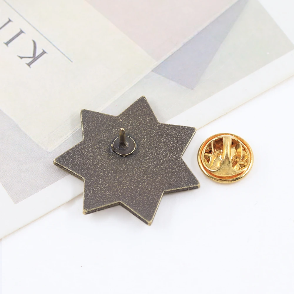 شريف شارة دولة أوكلاهوما إيلي سبع وأشار ستار التلبيب دبوس خمر كاوبوي بروش معدني ظهره القبعات الجينز الزخرفية