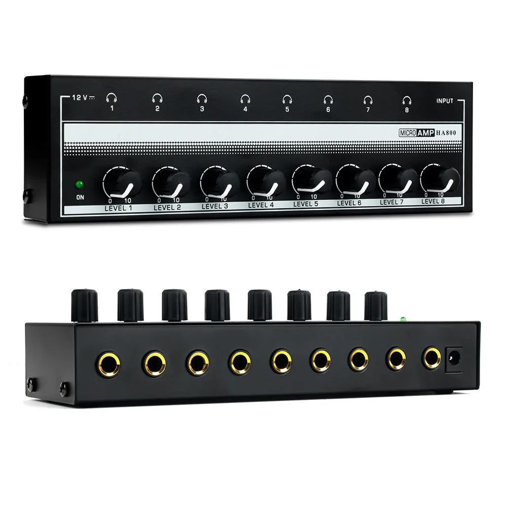 Headphone Amplifier HA800s 8 Channel Audio Stereo Mini Audio Amplifier With Power Adapter With Power Interface for Karaoke