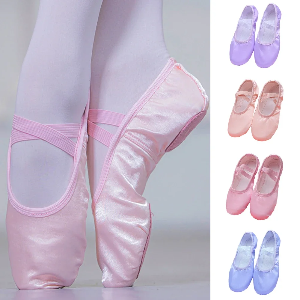 Pure Satin Pink Flesh Blue Color From Child 23 To Women 43 Girls Kids Pointe Shoes Dance Slippers Ballerina Practice Ballet Shoe