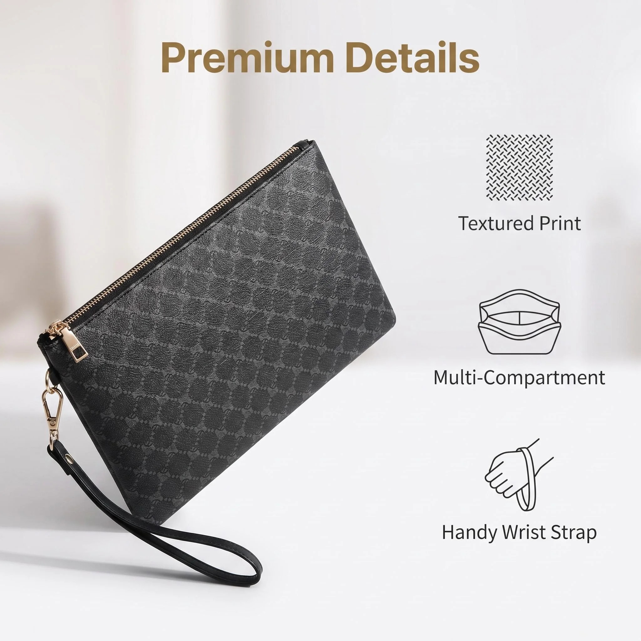 PU-Mode-Clutch für Herren, große Geldbörse für den Geschäftsalltag, Handgelenktasche, große Münztasche, Aufbewahrungstasche – Detail 2