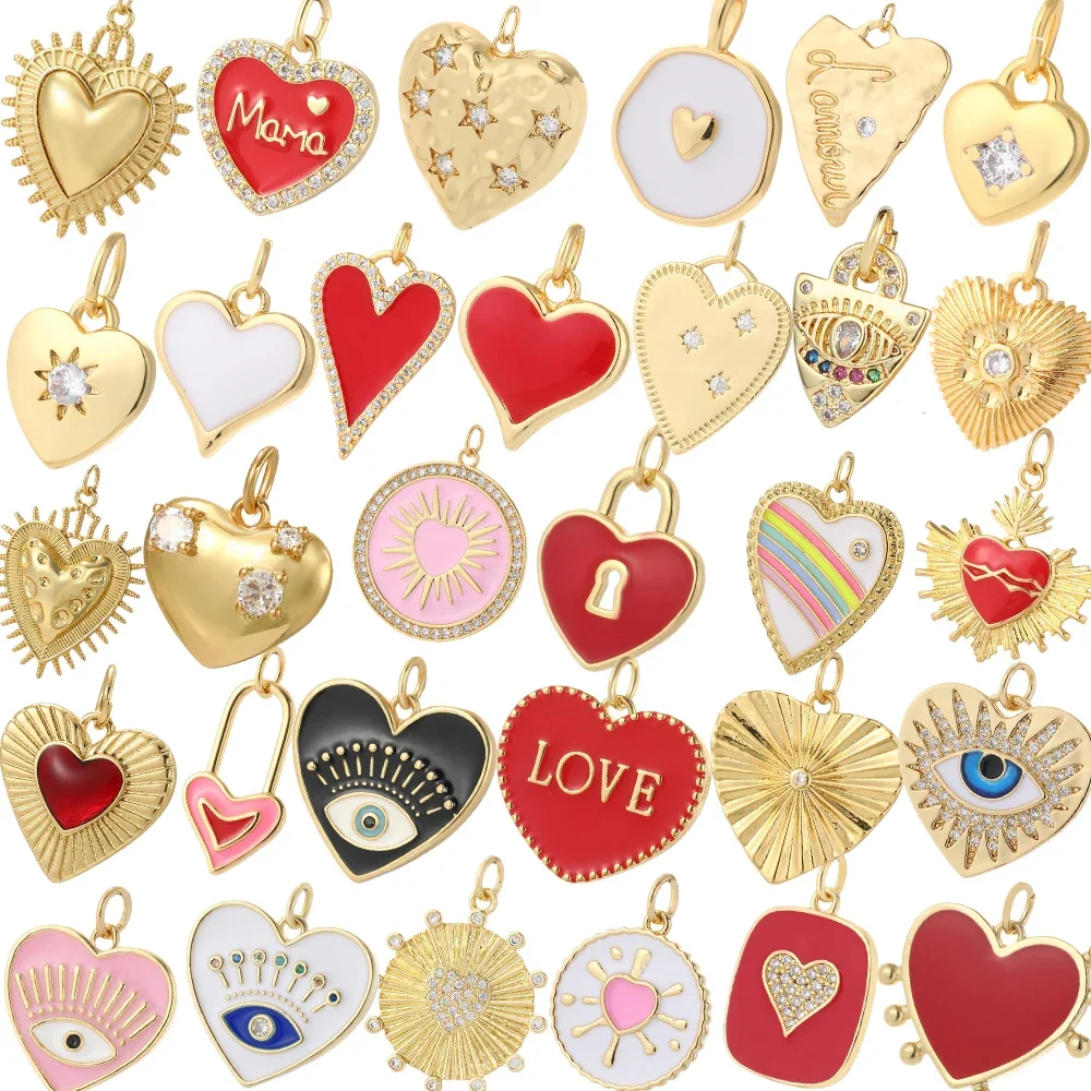 Y2K Cute Heart Love Necklace for Women Golden Cute Couple Collar Diy Pendant Stainless Steel Chain High Quality