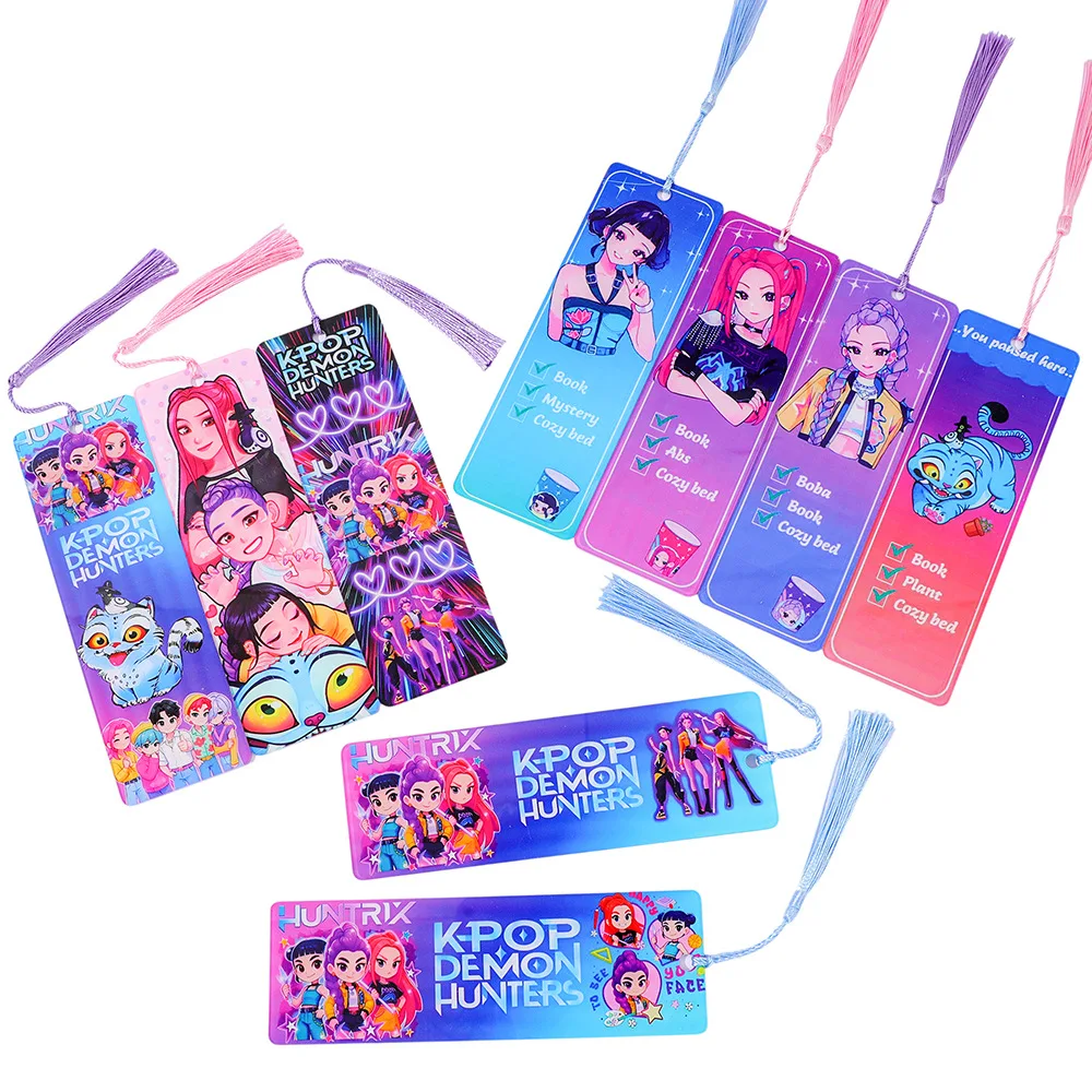 إشارات مرجعية أنيمي KPop Demon Hunters - علامات ترقيم الصفحات الإبداعية مقتنيات المروحة الثنائية، علامات قراءة الطلاب الهدايا الأدبية #2