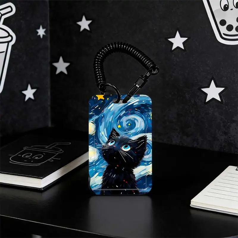 Card Holder for Stretchable Spring Cord Student Bus/Meal Card Protection Case Photo Protector Kpop Photocard Holder