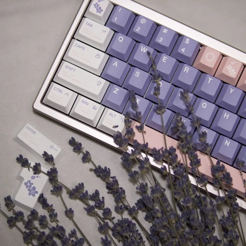 154 Keys/set Lavender Evening Primrose Keycaps PBT 5 Sides Dye Subbed Key Caps For MX Switches Mechanical Cherry Profile