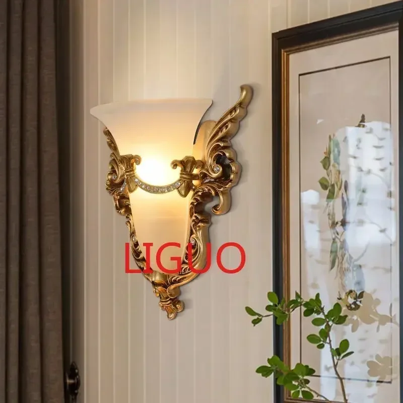 SANDYHA European Style Creative Angel Wing Wall Lamp Led Warm Retro Bracket Light for Bedroom Living Dining Room Corridor Decor