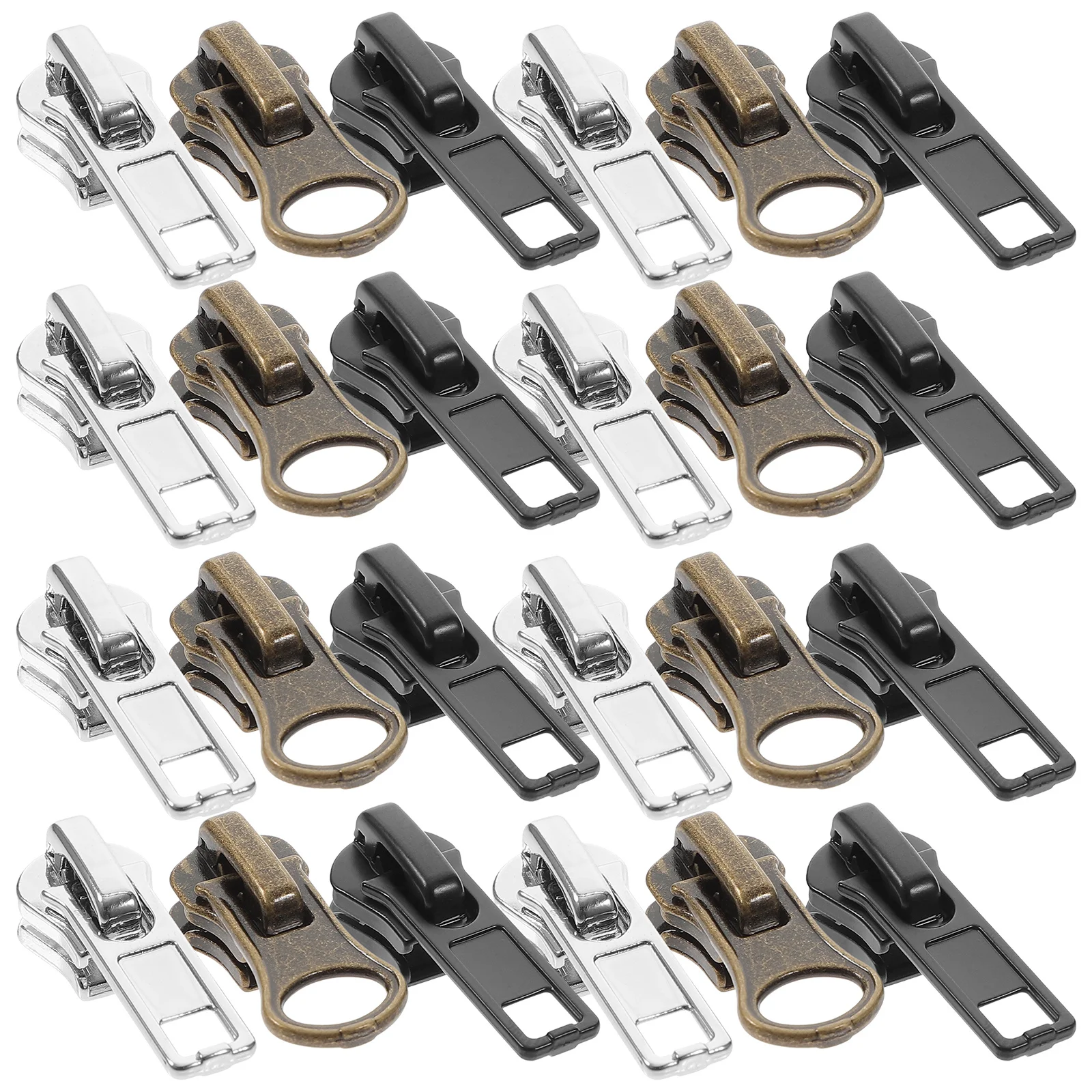 

57Pcs Zipper Heads Multi-Purpose Replacement Easy Install Durable Metal DIY Zipper Pulls for Backpacks Clothing Bags Repair Kit