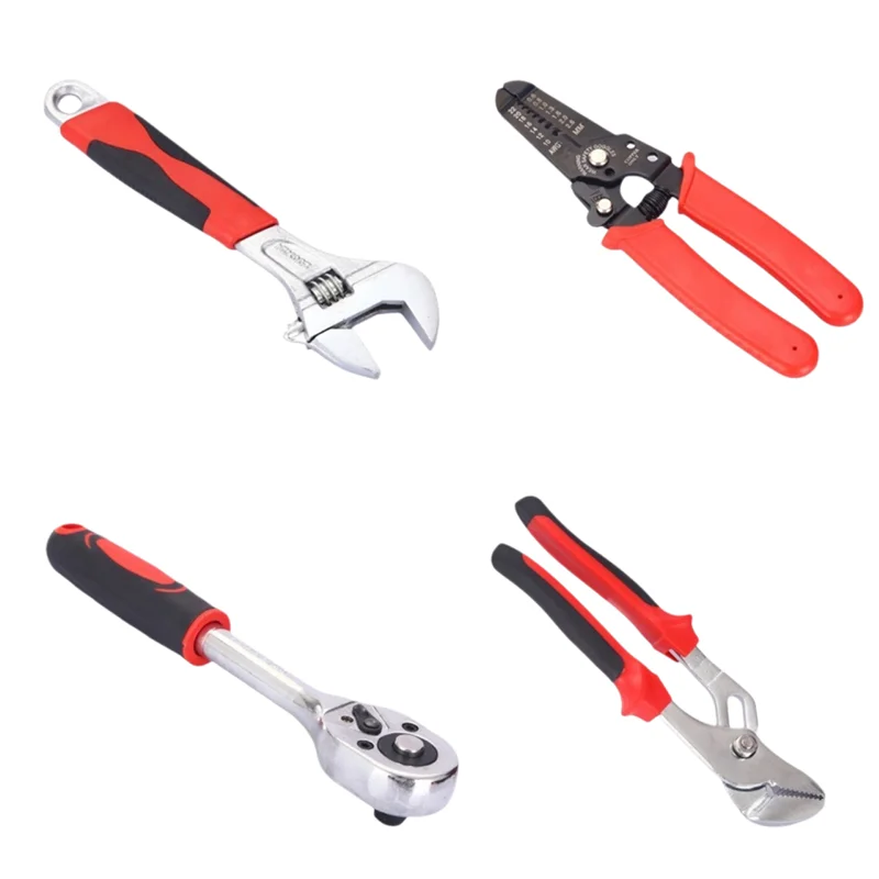 ZTEN 128PCS Hardware Tool Box Automotive Tools Wrench Plier Sockets Batch Head Hammer Woodworking Combination Toolbox