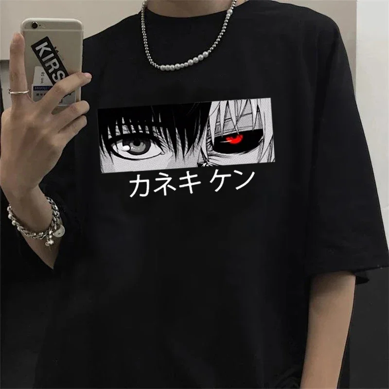 Футболка Tokyo Ghoul Kaneki Ken Eyes Ulzzang с графическим рисунком, мужские повседневные футболки, уличная одежда в стиле Харадзюку, мужская аниме, эстетичная одежда в стиле хип-хоп