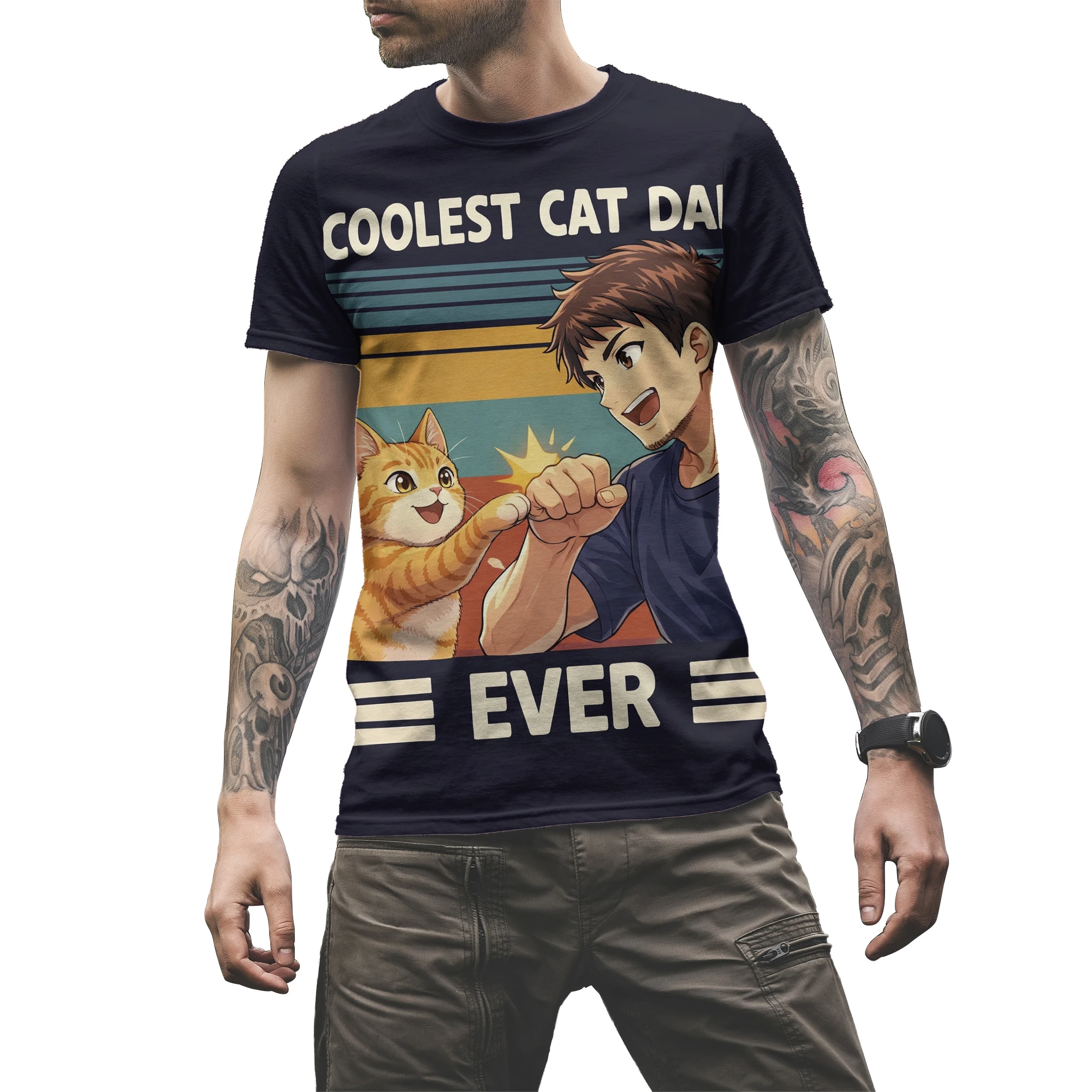 Herren 3D-Druck T-Shirt Sommer Mode Outdoor O-Ausschnitt Grafik T-Shirts Street Kurzarm Tee Top