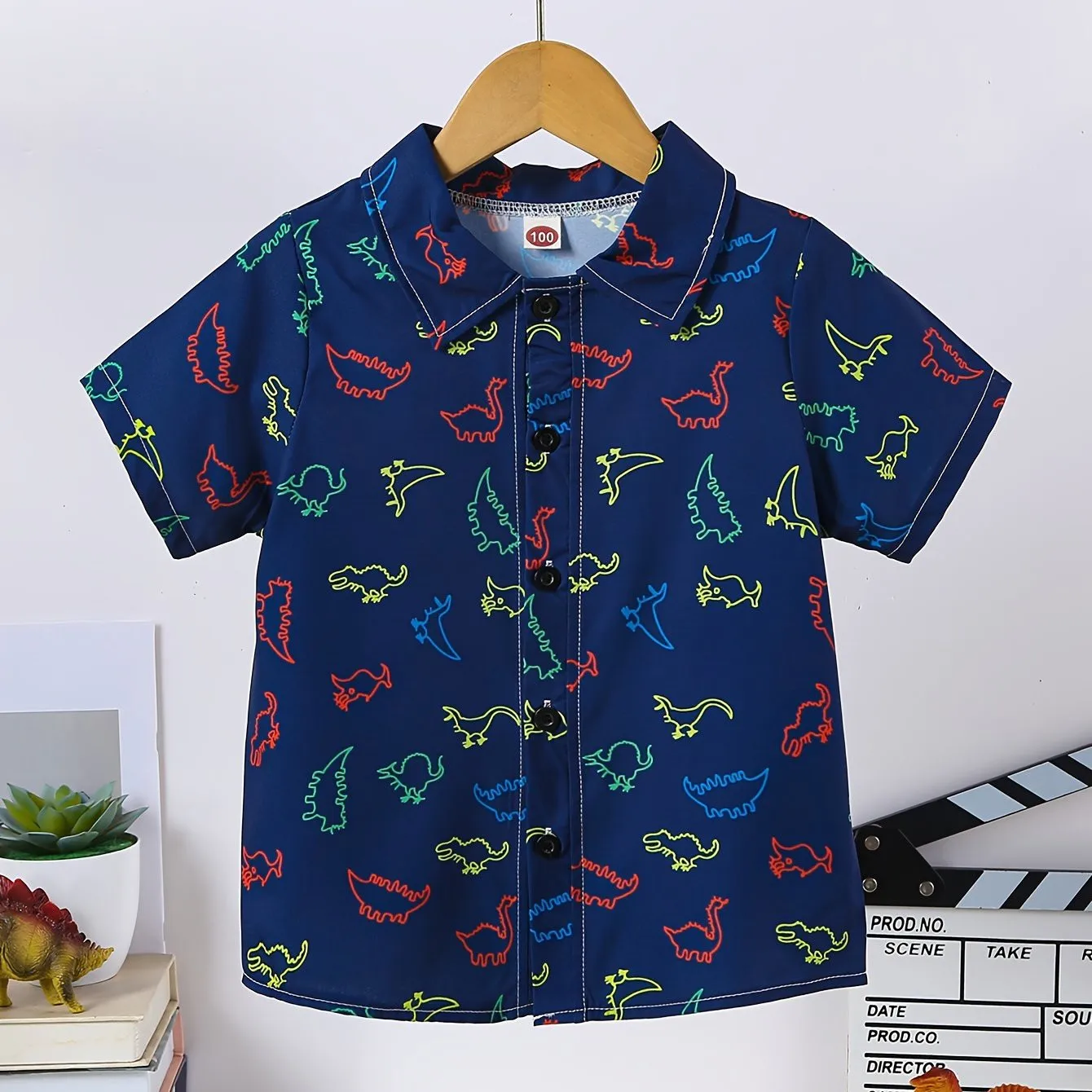 Chemise à revers boutonnée à motif animal de dessin animé pour enfants, haut décontracté à manches courtes pour garçons et filles, mignon, été, 03/Wear, vacances