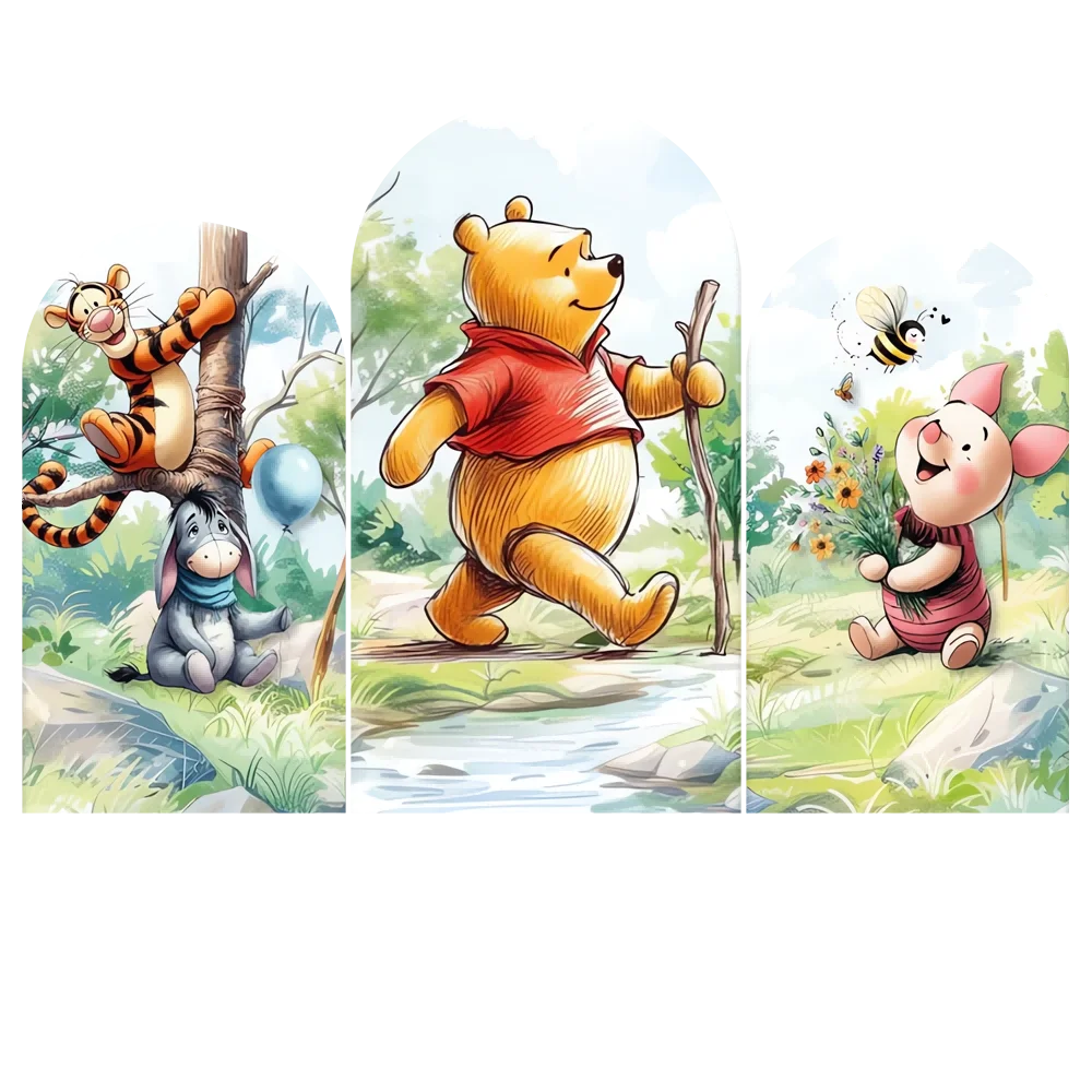 

Фон для вечеринки с Винни-Пухом Диснея, круглый индивидуальный фон, детское украшение на день рождения, свадебный баннер