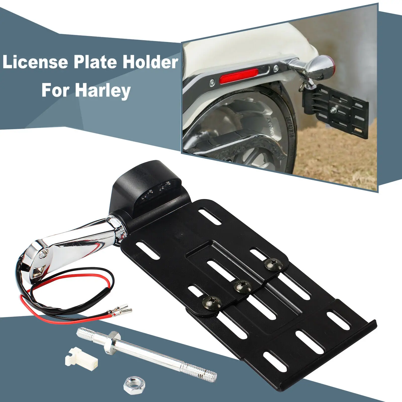 Motorcycle Side Mount License Plate Holder Rear Turn Signal Relocation For Harley Sportster 1200 Forty Eight XL1200X 883 XL883