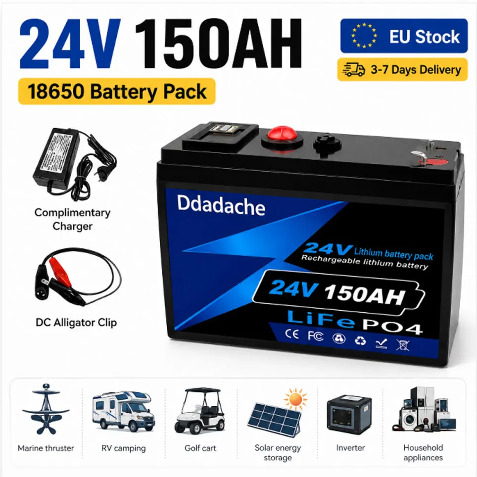 Polen Lager EU Lokaler Versand 24V 150Ah Lithium-Tiefzyklusbatterie mit integriertem BMS für Solarsysteme, Wohnmobile, Boote, Kabinenstrom 3-7 Tage Lieferzeit