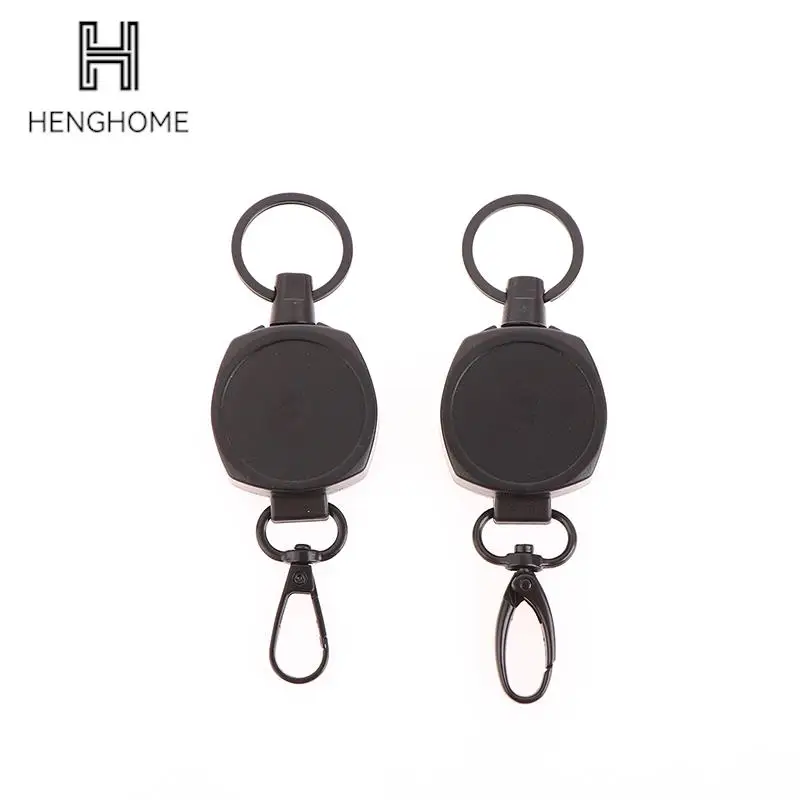 Outdoor Automatic Retractable Wire Rope Luya Tactical Keychain Clip Pull Recoil Sporty Key Ring Anti Lost ID Card Holder