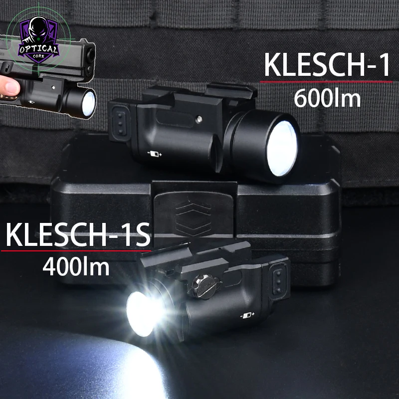 

Tactical Metal KLESCH Flashlight Klesch-1 600Lumens/Klesch-1S 400lumens White Strobe Light Glock Handgun Flashlight K-1 K-1S