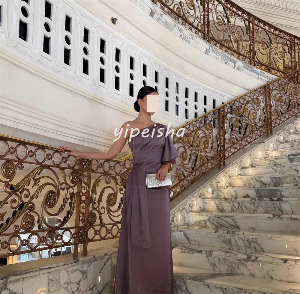 Abiti lunghi monospalla a trapezio drappeggiati con pieghe semplici in stile moderno personalizzato Abiti da sera Taglie disponibili Classici