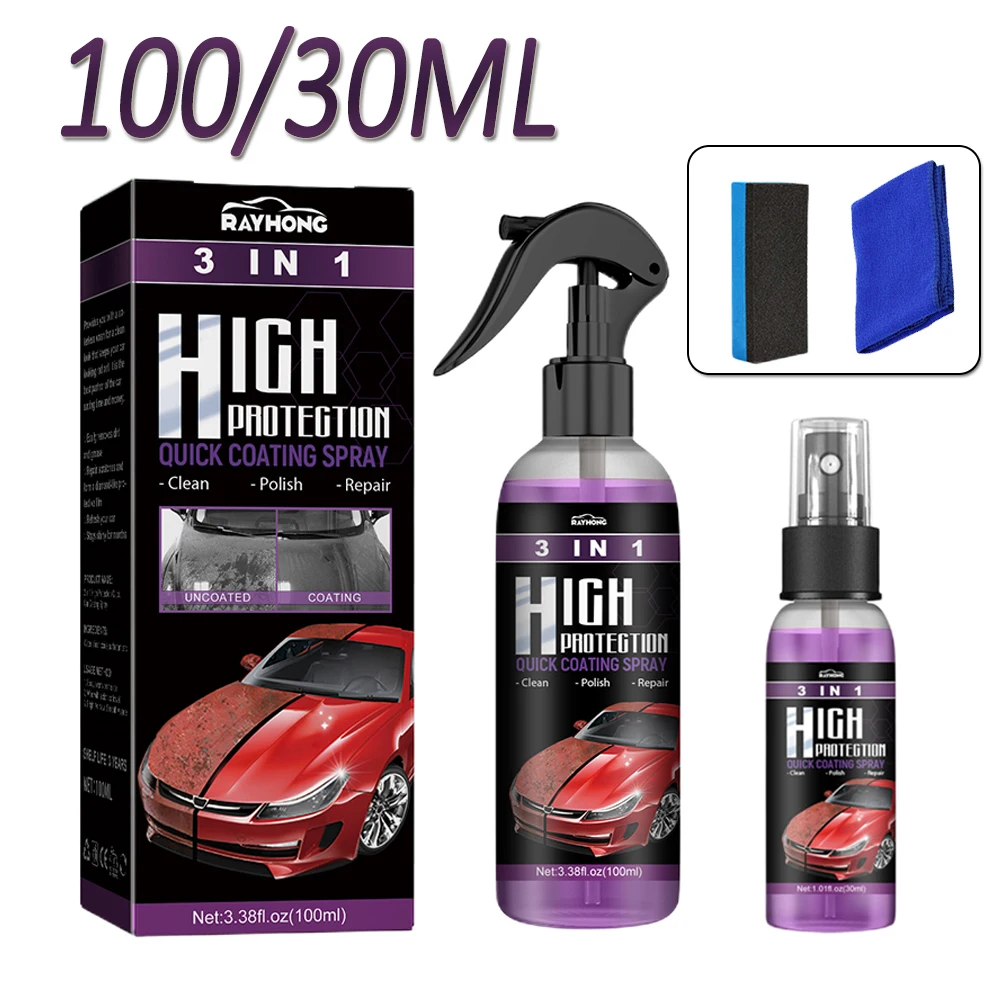 100/30ml schnelle Keramik beschichtung Nano-Spray-Kit Hochs chutz Auto beschichtung Wachs poliers pray 3-in-1-Schnellplattierungsset