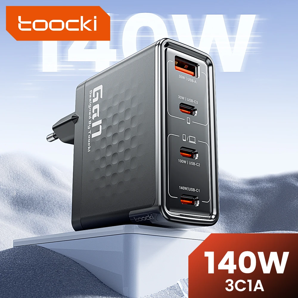 Toocki 140W GaN شاحن PD3.1 QC4.0 3.0 SFC2.0 SCP PPS سريع USB C شاحن لأجهزة الكمبيوتر المحمول ماك بوك آيفون 17 16 سامسونج هواوي شاومي