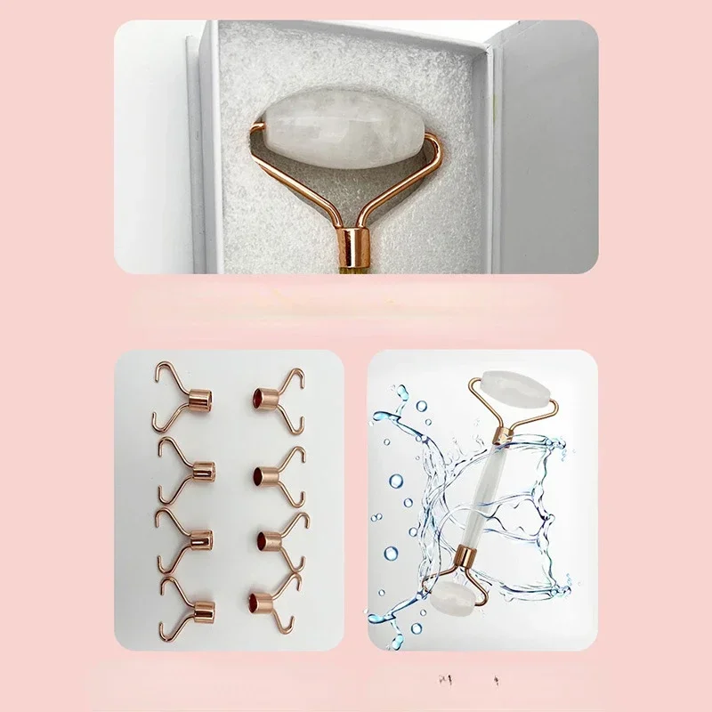 顔の痩身とリフティング、しわの除去、スキンケアツール - 天然アメジスト翡翠ローラーストーンフェイスローラーマッサージャー