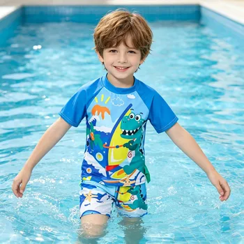 3-Piece Boys Swimsuit Set 5 Boys Swimsuits Kids Toddler 3 to 4 5 6 7 8 9 10 11 12 Years Funny Boy Swimwear 3 Piece Short Summer Swimming Suit UV Protection 5