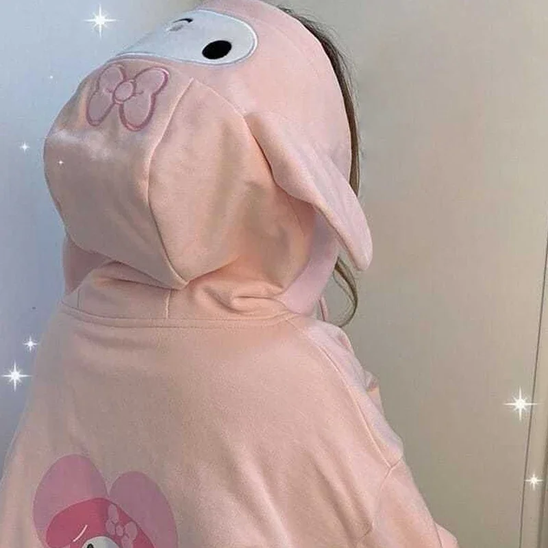 My Melody Hoodie Girl Cute Autumn Winter Cardigan Jacket Kawaii Cartoon Sweatshirt Leisure Cotton Women Female Long Sleeve Top