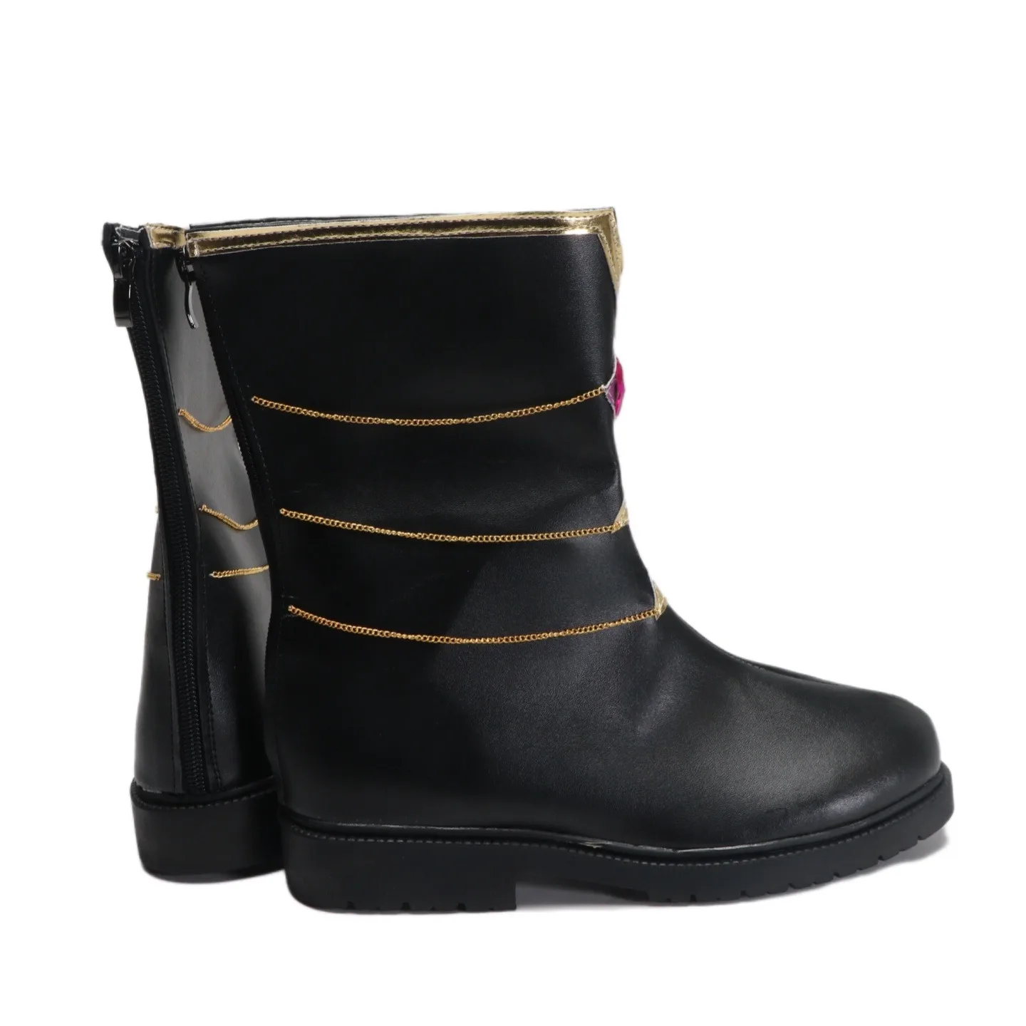 لعبة فرقة نجوم ساكوما ريتسو تأثيري أحذية بولي Leather جلد أحذية سوداء برقبة أحذية كرنفال الهالوين تأثيري الدعائم مخصص