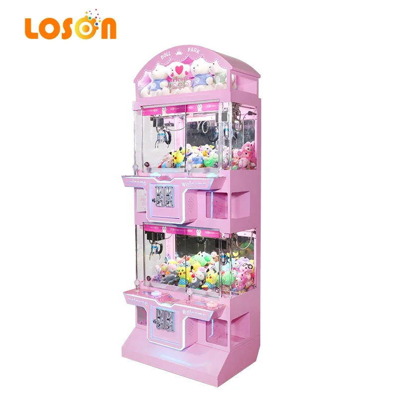 Mini catch doll toy candy crane claw arcade vending machine coin operated games with bill acceptor