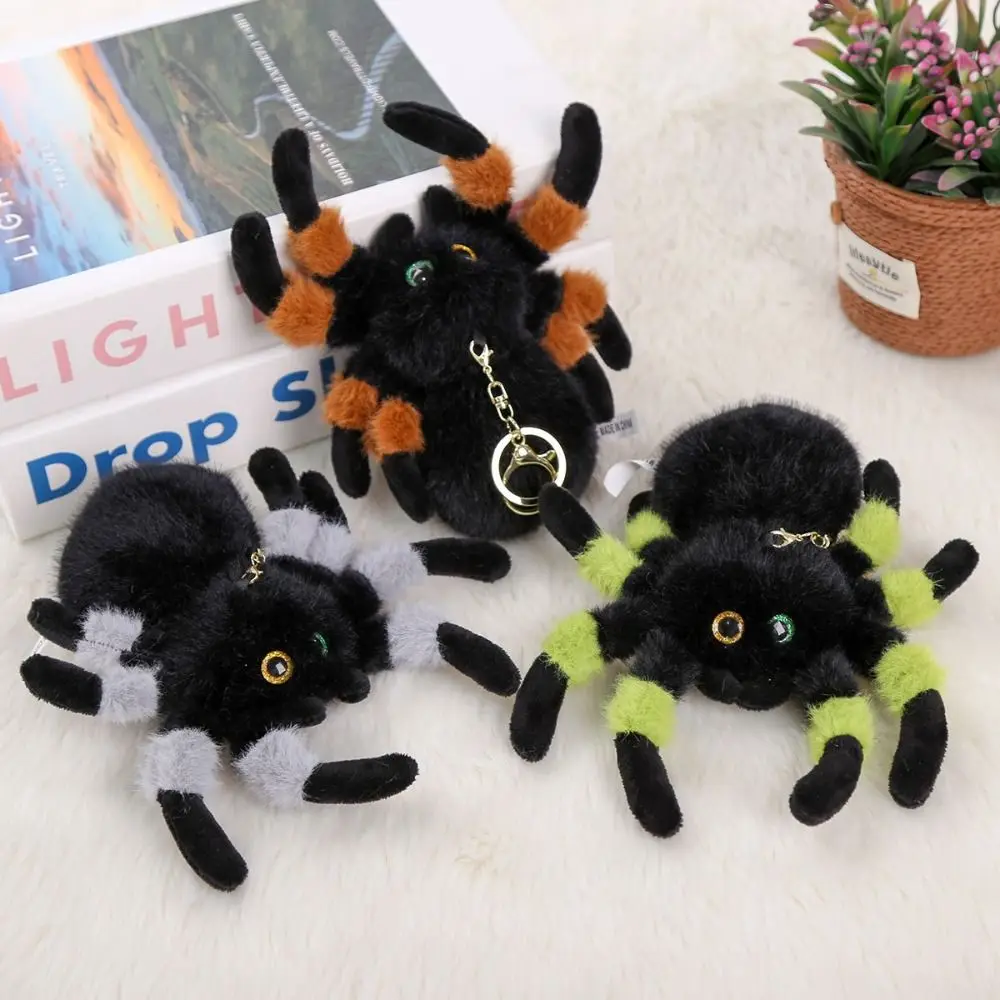 

PP Cotton Color Spider Doll Keychains Fluffy Lifelike Colored Eye Spider Plush Pendant Hanging Ornaments Simulation