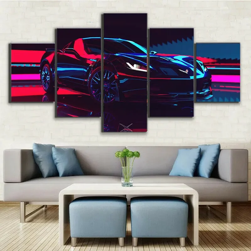 No Framed Canvas 5Pcs Corvette Super Car Cuadros Wall Art Posters Pictures Home Decor Accessories For Living Room Paintings