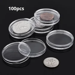 100PCS 21mm 25mm 26mm Transparent Round Coin Capsules Storage Capsule Coin Collection Holder Containers Home Supplies
